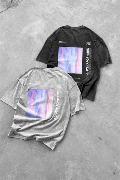 Acid Wash Gri 1989 Always Oversize Tişört