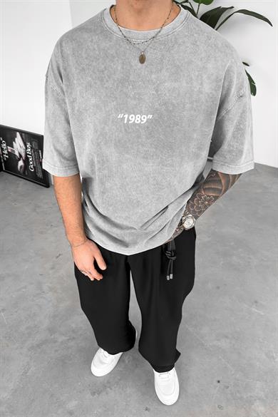 Acid Wash Gri 1989 Always Oversize Tişört
