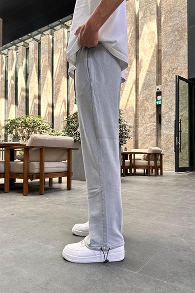 Acid Wash Gri Basic Paçası Ayarlanabilir DL Baggy Eşofman