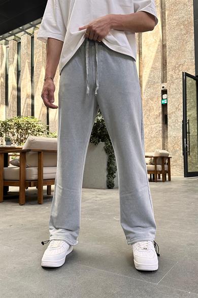 Acid Wash Gri Basic Paçası Ayarlanabilir DL Baggy Eşofman