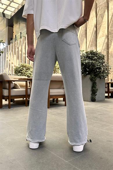 Acid Wash Gri Basic Paçası Ayarlanabilir DL Baggy Eşofman