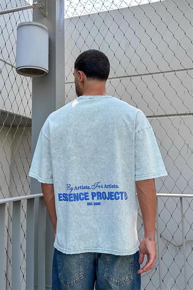 Acid Wash Gri Project EE Oversize Tişört