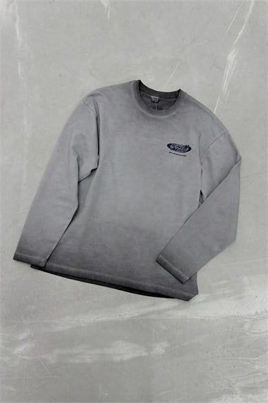 Acid Wash Heaven Baskılı Yıkamalı Oversize Tişört