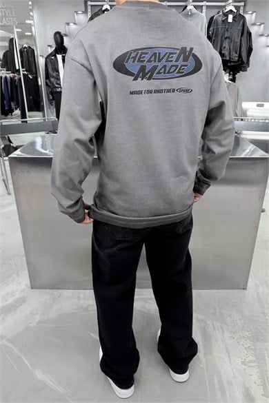 Acid Wash Heaven Baskılı Yıkamalı Oversize Tişört