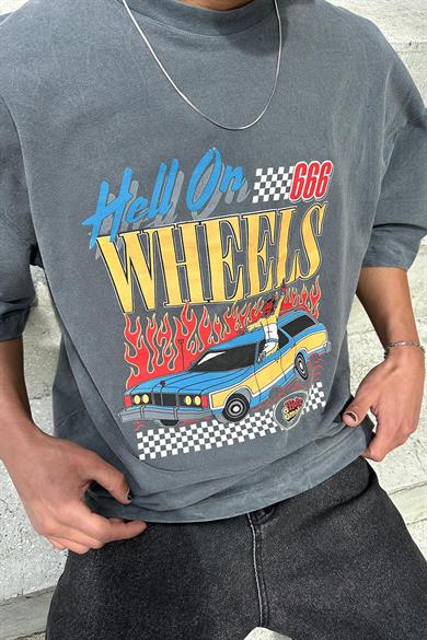 Acid Wash Hell Wheels BS Oversize Tişört