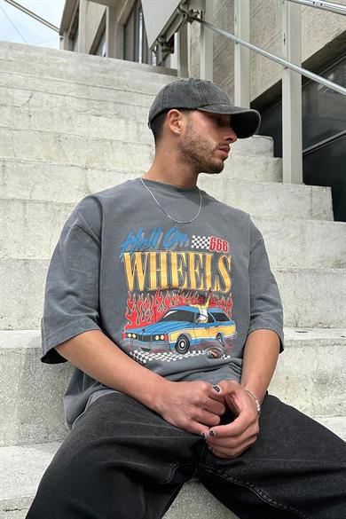 Acid Wash Hell Wheels BS Oversize Tişört