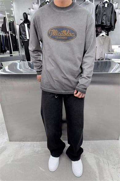 Acid Wash Leathers Baskılı Yıkamalı Oversize Tişört