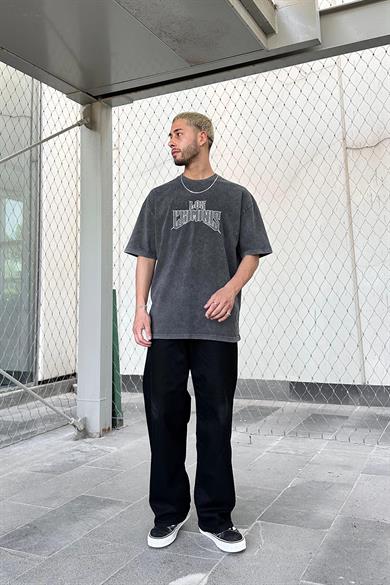 Acid Wash Los Nakış Detay PM Oversize Tişört