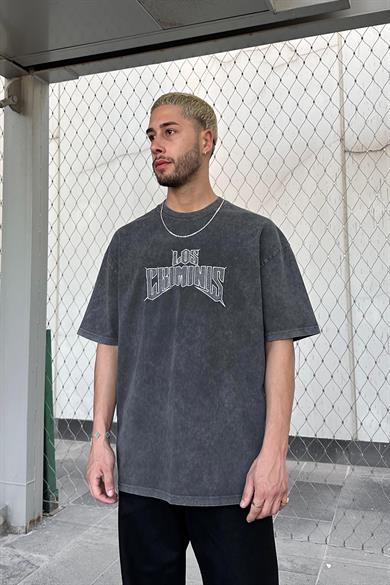 Acid Wash Los Nakış Detay PM Oversize Tişört