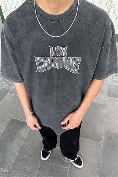 Acid Wash Los Nakış Detay PM Oversize Tişört