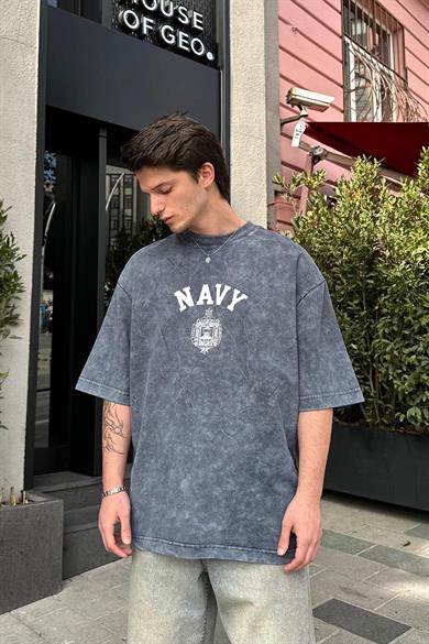 Acid Wash Navy BS Oversize Tişört