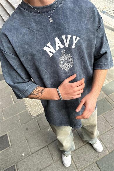 Acid Wash Navy BS Oversize Tişört