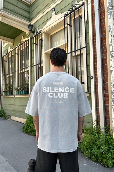 Acid Wash Silence Club EE Oversize Tişört