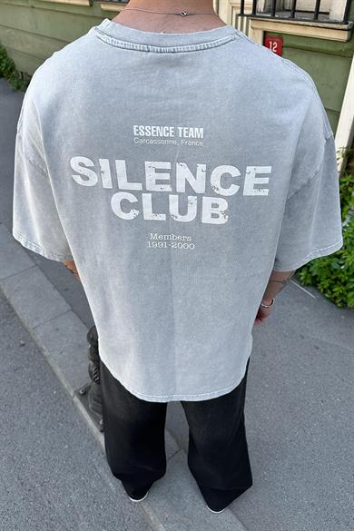 Acid Wash Silence Club EE Oversize Tişört