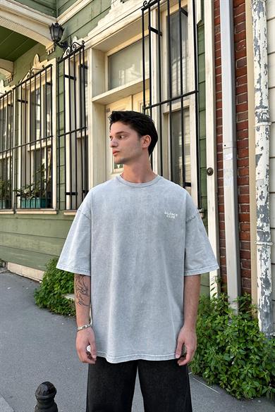 Acid Wash Silence Club EE Oversize Tişört