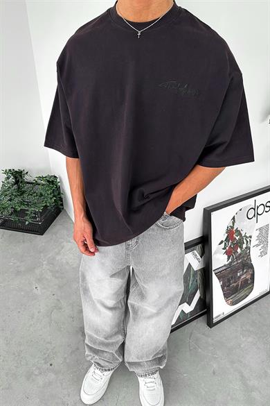 Acid Wash The Dad Nakış Detay 09 Oversize Tişört