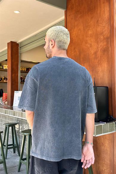 Acid Wash The Obey Nakış Detaylı PM Oversize Tişört