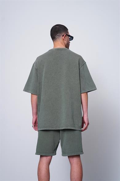 Acid Wash Yeşil Acid Wash Yeşil Nakış Detay Premium CH Oversize Tişört