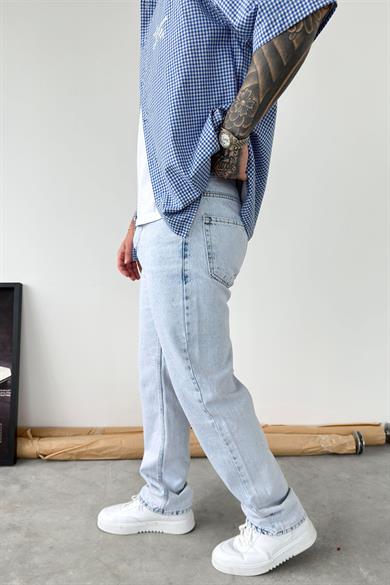 Açık Buz Mavi Basic Baggy Pantolon