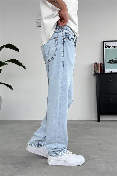 Açık Buz Mavi Çımalı Crtz Nakış Detay Baggy Pantolon
