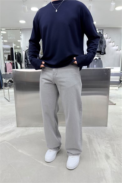 Açık Gri Basic Baggy Pantolon