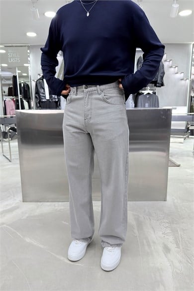 Açık Gri Basic Baggy Pantolon