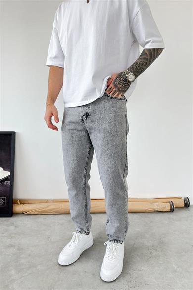 Açık Gri Basic Boyfriend Pantolon