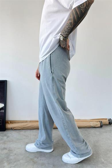 Açık Gri Basic Yıkamalı Baggy Eşofman