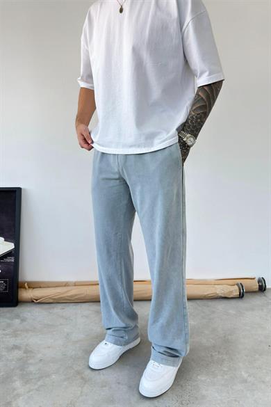 Açık Gri Basic Yıkamalı Baggy Eşofman