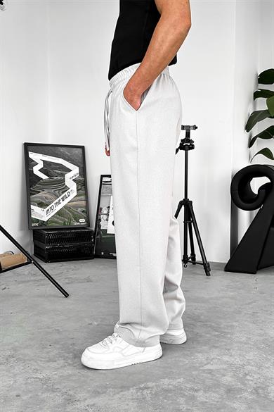 Açık Gri Dokulu Soft Jogger Pantolon