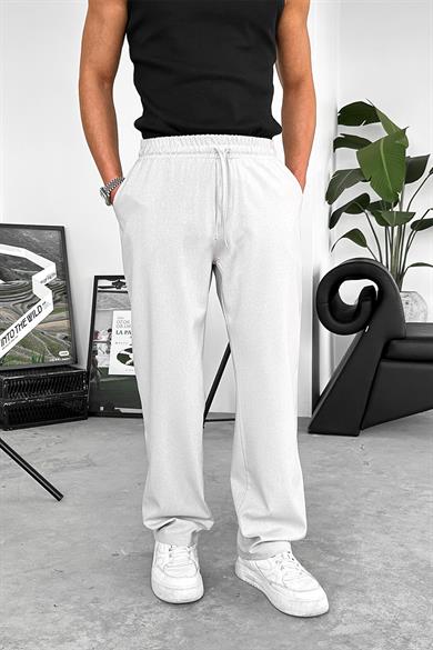 Açık Gri Dokulu Soft Jogger Pantolon