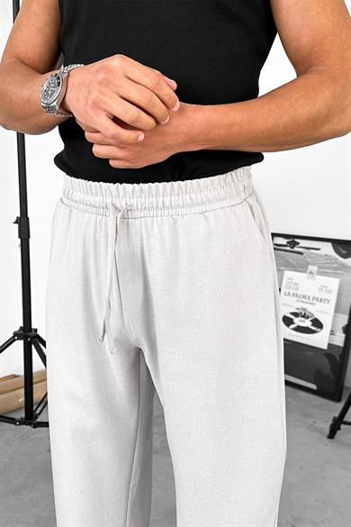 Açık Gri Dokulu Soft Jogger Pantolon