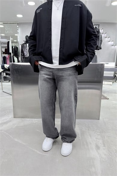 Açık Gri Soft Degrade Basic Baggy Pantolon