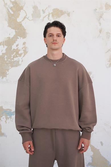 Açık Kahve Cozy Basic Oversize Sweat