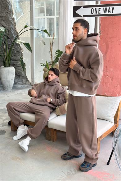 Açık Kahve Cozy Basic Oversize Sweatshirt