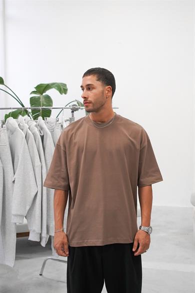Açık Kahve Cozy Basic Oversize Tişört