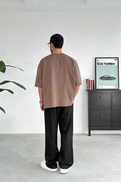 Açık Kahve Cozy Basic Oversize Tişört