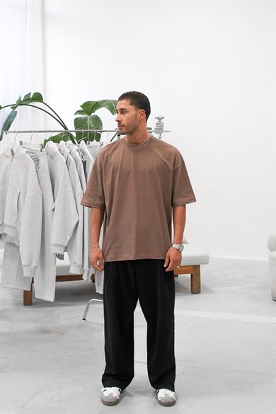 Açık Kahve Cozy Basic Oversize Tişört