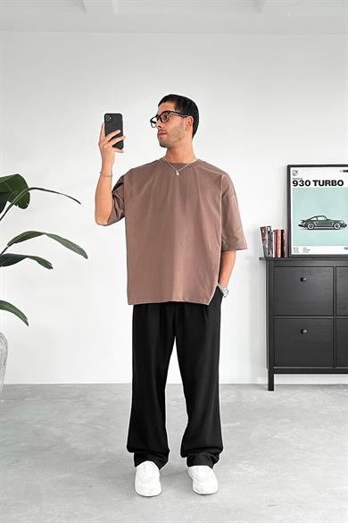 Açık Kahve Cozy Basic Oversize Tişört