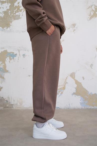 Açık Kahve Cozy Basic Paça Lastik Oversize Eşofman
