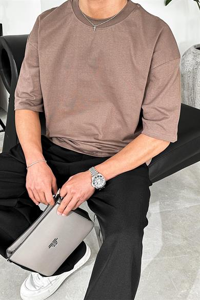 Açık Kahve Cozy Basic Soft Oversize Tişört