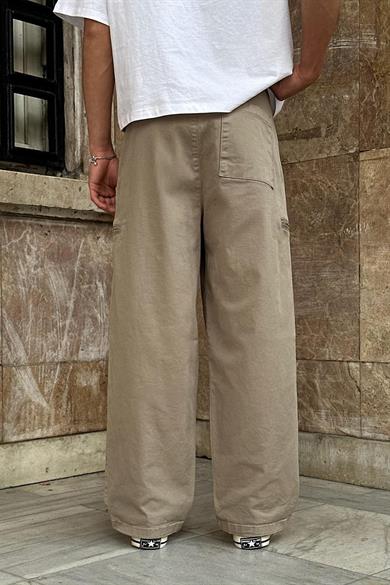 Açık Kahve Fermuar Cepli Beli İpli CH Baggy Pantolon