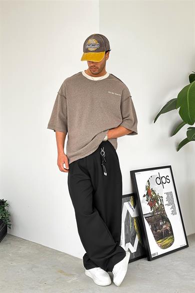 Açık Kahve Örme Detay Collective PH Oversize Tişört
