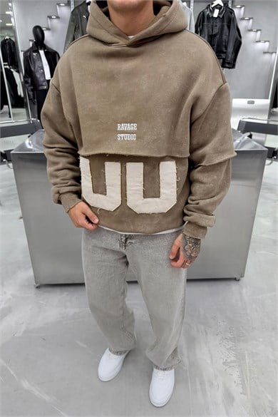 Açık Kahve Ravege Studio Yıkamalı Oversize Sweatshirt
