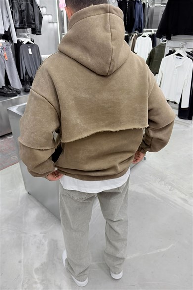 Açık Kahve Ravege Studio Yıkamalı Oversize Sweatshirt