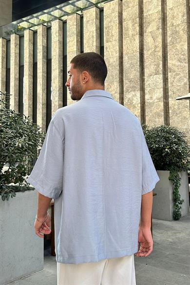 Açık Mavi Açık  Deniz Atı Nakış Detay BS Oversize Gömlek