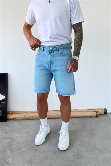 Açık Mavi Basic Baggy Kot Şort