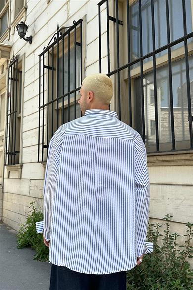 Açık Mavi Basic Nakış Detay DAD Oversize Gömlek