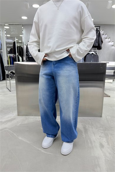 Açık Mavi Soft Degrade Premium Süper Baggy Pantolon