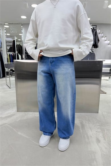 Açık Mavi Soft Degrade Premium Süper Baggy Pantolon
